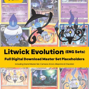 Litwick Evolution Line Master Set Pokemon Binder - All English Cards - Placeholders + Checklist - Printable PDF Download