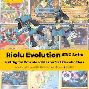 Riolu Lucario (Riolu Line) Master Set Classeur Pokemon, Cartes anglaises, Intercalaires + Checklist, PDF à imprimer