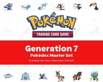Generation 7 Pokedex Printable Pokemon Binder Placeholders + Checklist (Digital Download)