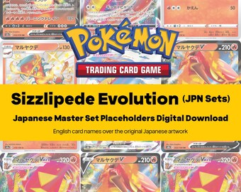 Sizzlipede Evolution Line Master Set Pokemon Binder - All Japanese Cards - Placeholders + Checklist - Printable PDF Download