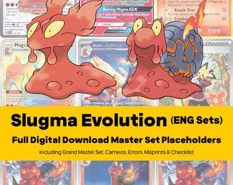 Slugma Evolution Line Master Set Pokemon Binder - All English Cards - Placeholders + Checklist - Printable PDF Download
