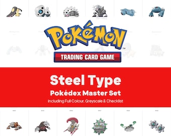 Steel Type Pokedex Printable Pokemon Binder Placeholders + Checklist (Digital Download)