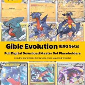 Carpeta maestra de la línea evolutiva de Gible para Pokémon - Todas las cartas en inglés - Marcadores de posición + Lista de verificación - Descarga en PDF imprimible