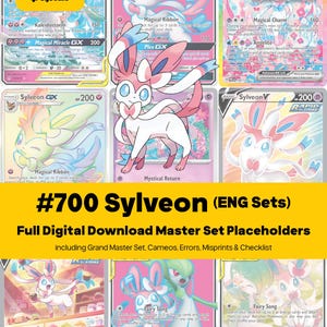 Collection complète de cartes Pokémon Sylveon Master Set - Classeur - Toutes les cartes en anglais - Emplacements réservés + Liste de contrôle - Téléchargement PDF imprimable