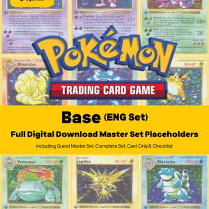 Base Set Master Set Pokemon Binder Full Card Collection - All English Cards - Placeholders + Checklist - Printable PDF Download