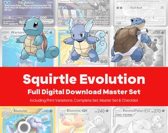 Squirtle Evolution Master Set - All Family Cards Printable Binder Placeholders + Checklist (Digital Download)