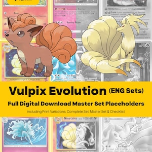 Vulpix Evolution Line Master Set - Pokemon Card Binder Pages + Checklist - Every Card Printable Placeholders - PDF Download