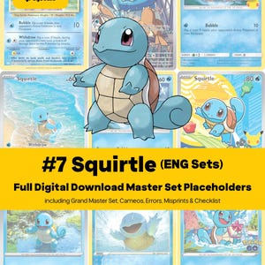 Squirtle Master Set Pokemon Binder Full Card Collection - All English Cards - Placeholders + Checklist - Printable PDF Download