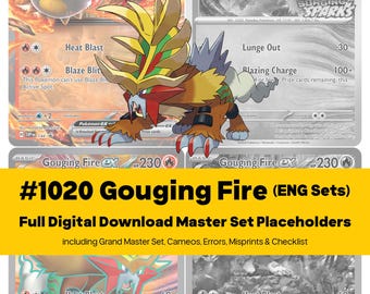 Gouging Fire Master Set Pokemon Binder Full Card Collection - All English Cards - Placeholders + Checklist - Printable PDF Download