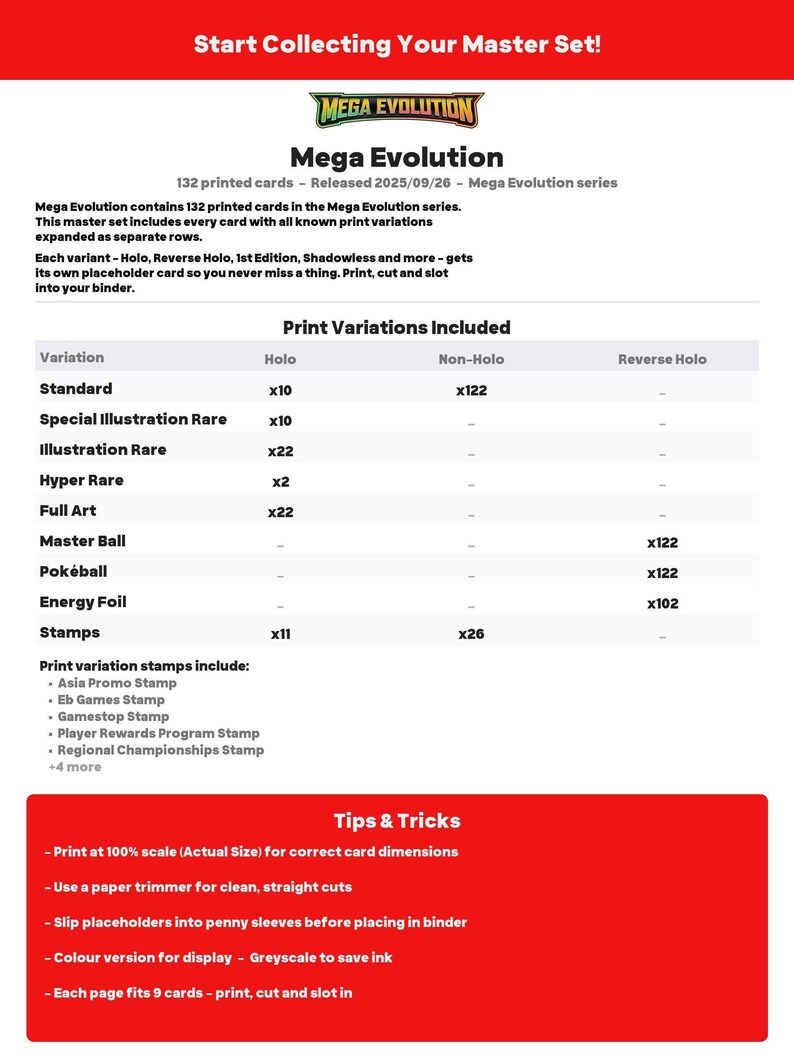 Era Megaevoluzione: Set Megaevoluzione - Modelli stampabili e segnaposto per raccoglitore del set completo + lista di controllo (download digitale) immagine 7