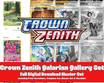 Sword and Shield Era: Crown Zenith Galarian Gallery Printable Master and Complete Set Binder Placeholders + Checklist (Digital Download)