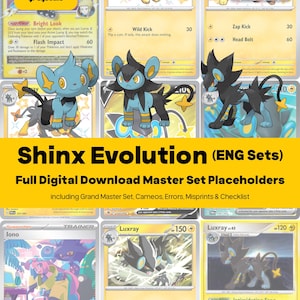 Raccoglitore Pokémon Shinx Evolution Line Master Set - Tutte le carte in inglese - Segnaposto + Lista di controllo - Download PDF stampabile