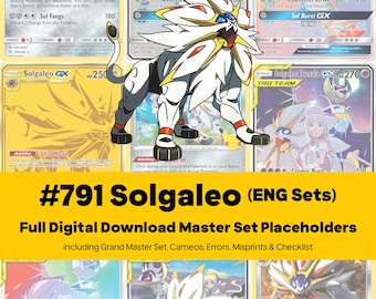 Solgaleo Master Set Pokemon Binder Full Card Collection - All English Cards - Placeholders + Checklist - Printable PDF Download