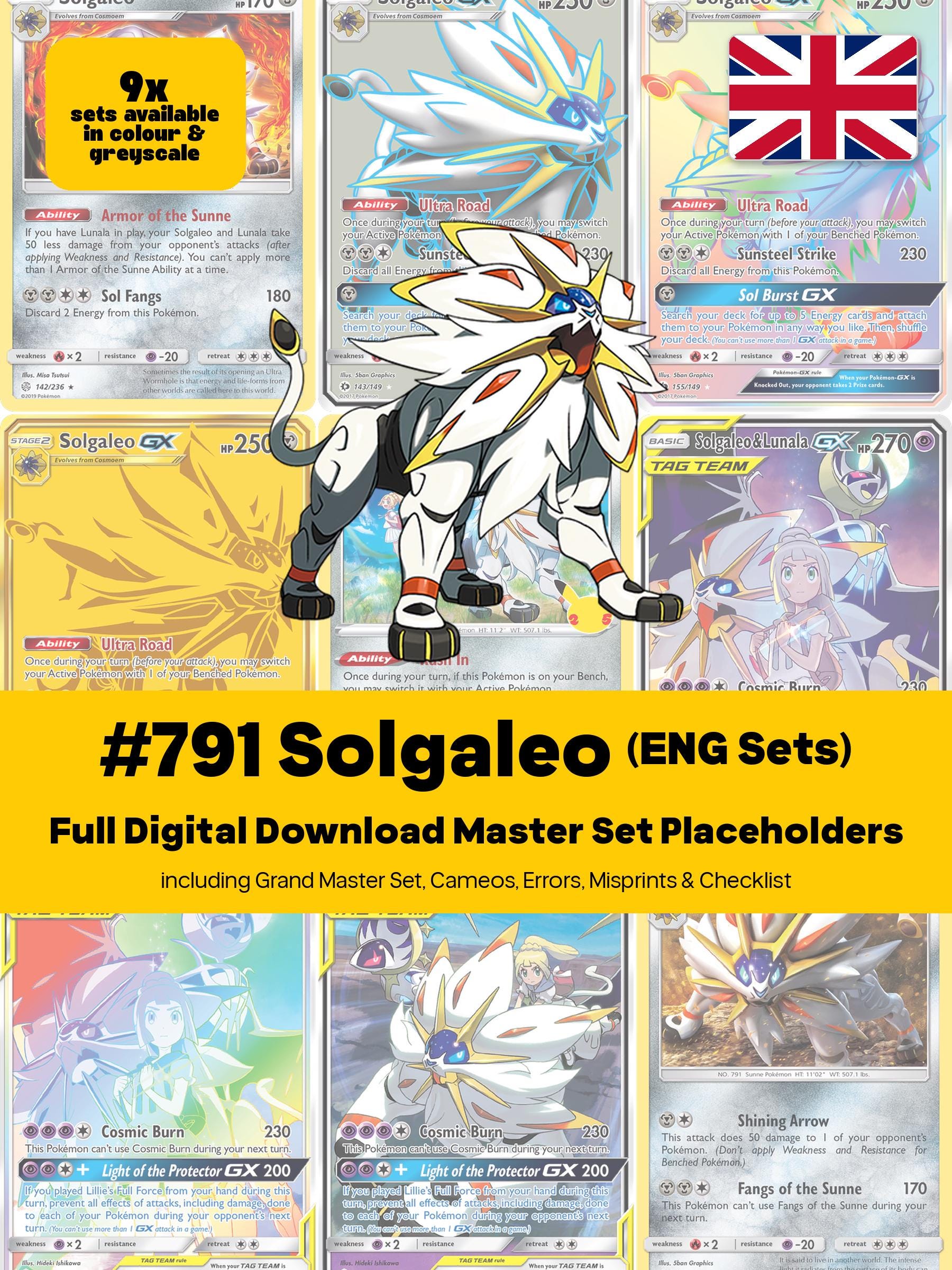 Solgaleo Master Set Binder Placeholders + Checklist, All English
