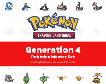 Generation 4 Pokedex Printable Pokemon Binder Placeholders + Checklist (Digital Download)