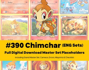 Chimchar Master Set - English Cards - Every Card Pokemon Binder Pages + Placeholders + Checklist - Printable PDF Download
