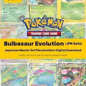 Classeur Pokémon Bulbizarre - Lignée évolutive - Cartes japonaises - Emplacements réservés + Liste de contrôle - Téléchargement PDF imprimable