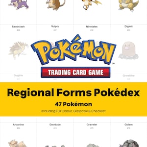 Formularios regionales Pokedex Carpeta Pokémon Colección Living Dex - Marcadores de posición + Lista de verificación - Descarga PDF imprimible Carpeta Living Dex Marcadores de posición