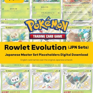 Rowlet Evolution Line Master Set Pokemon Binder - All Japanese Cards - Placeholders + Checklist - Printable PDF Download