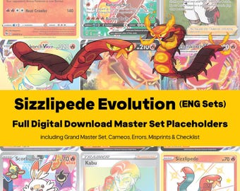 Sizzlipede Evolution Line Master Set Pokemon Binder - All English Cards - Placeholders + Checklist - Printable PDF Download