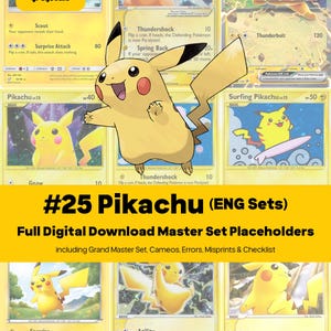 ピカチュウマスターセット ポケモンバインダー フルカードコレクション - 全英語カード - プレースホルダー + チェックリスト - 印刷可能なPDFダウンロード