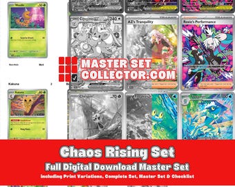 Mega Evolution Era: Chaos Rising Printable Master and Complete Set Binder Placeholders + Checklist (Digital Download)