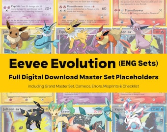 Eevee Evolution Line Master Set Pokemon Binder - All English Cards - Placeholders + Checklist - Printable PDF Download