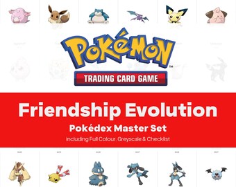 Friendship Evolution Pokedex Printable Pokemon Binder Placeholders + Checklist (Digital Download)