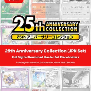 25th Anniversary Collection Master Set Binder Placeholders + Checklist, All Japanese Cards, Pokemon Printable PDF
