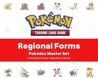 Regional Forms Pokedex Printable Pokemon Binder Placeholders + Checklist (Digital Download)