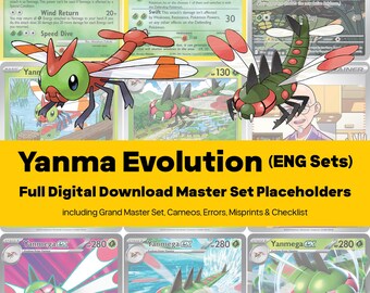 Yanma Evolution Line Master Set Pokemon Binder - All English Cards - Placeholders + Checklist - Printable PDF Download