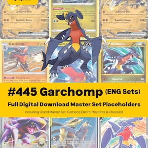 Archivo para archivador del set maestro de Garchomp + lista de verificación, 46 cartas + todas las variantes, PDF imprimible de Pokémon