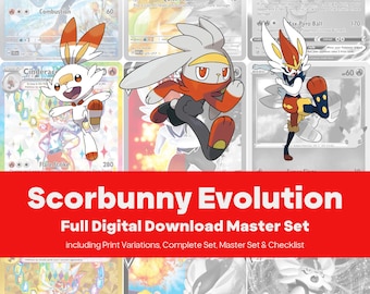 Scorbunny Evolution Master Set - All Family Cards Printable Binder Placeholders + Checklist (Digital Download)
