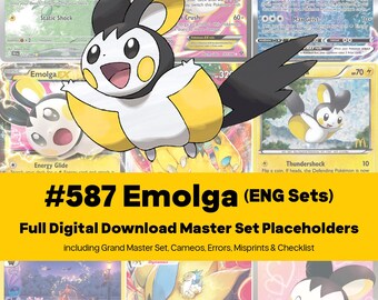 Emolga Master Set Pokemon Binder Full Card Collection - All English Cards - Placeholders + Checklist - Printable PDF Download