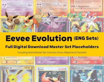 Eevee Evolution Line Master Set Pokemon Binder - All English Cards - Placeholders + Checklist - Printable PDF Download