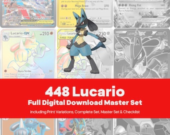 Lucario Master Set - Every Card Printable Binder Placeholders + Checklist (Digital Download)