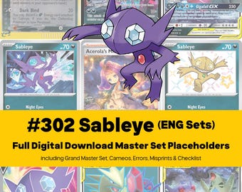 Sableye Master Set Pokemon Binder Full Card Collection - All English Cards - Placeholders + Checklist - Printable PDF Download