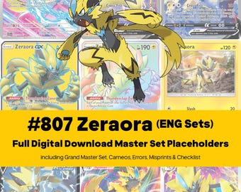 Zeraora Master Set Pokemon Binder Full Card Collection - All English Cards - Placeholders + Checklist - Printable PDF Download