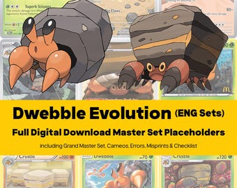 Dwebble Evolution Line Master Set Pokemon Binder - All English Cards - Placeholders + Checklist - Printable PDF Download