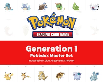 Generation 1 Pokedex Printable Pokemon Binder Placeholders + Checklist (Digital Download)