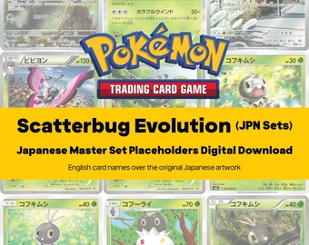 Scatterbug Evolution Line Master Set Pokemon Binder - All Japanese Cards - Placeholders + Checklist - Printable PDF Download
