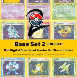 Base Set 2 Master Set Pokemon Binder Full Card Collection - All English Cards - Placeholders + Checklist - Printable PDF Download