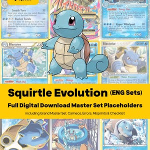 Squirtle Evolution Line Master Set Pokemon Binder - All English Cards - Placeholders + Checklist - Printable PDF Download