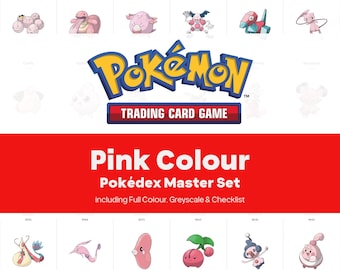 Pink Colour Pokedex Printable Pokemon Binder Placeholders + Checklist (Digital Download)
