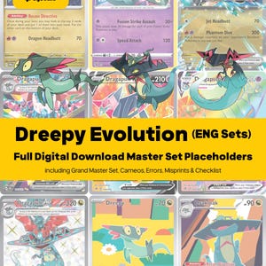 Dreepy Evolution Line Master Set Binder Placeholders + Checklist, All Cards + Variants, Pokemon Printable PDF