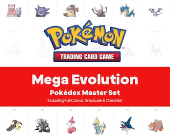 Mega Evolution Pokedex Printable Pokemon Binder Placeholders + Checklist (Digital Download)