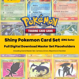Shiny Pokemon Card Master Set Binder Placeholders + Checklist, All English Cards, Pokemon Printable PDF