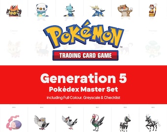 Generation 5 Pokedex Printable Pokemon Binder Placeholders + Checklist (Digital Download)