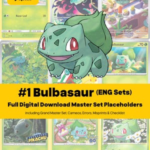 Bulbasaur Master Set Map met plaatsaanduidingen + Checklist, Alle Kaarten + Varianten, Pokémon Printbaar PDF