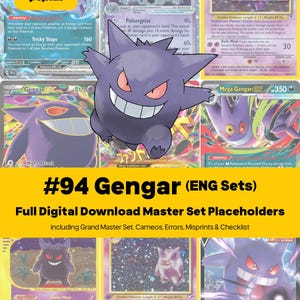 Gengar Master Set Pokemon Binder Full Card Collection - All English Cards - Placeholders + Checklist - Printable PDF Download